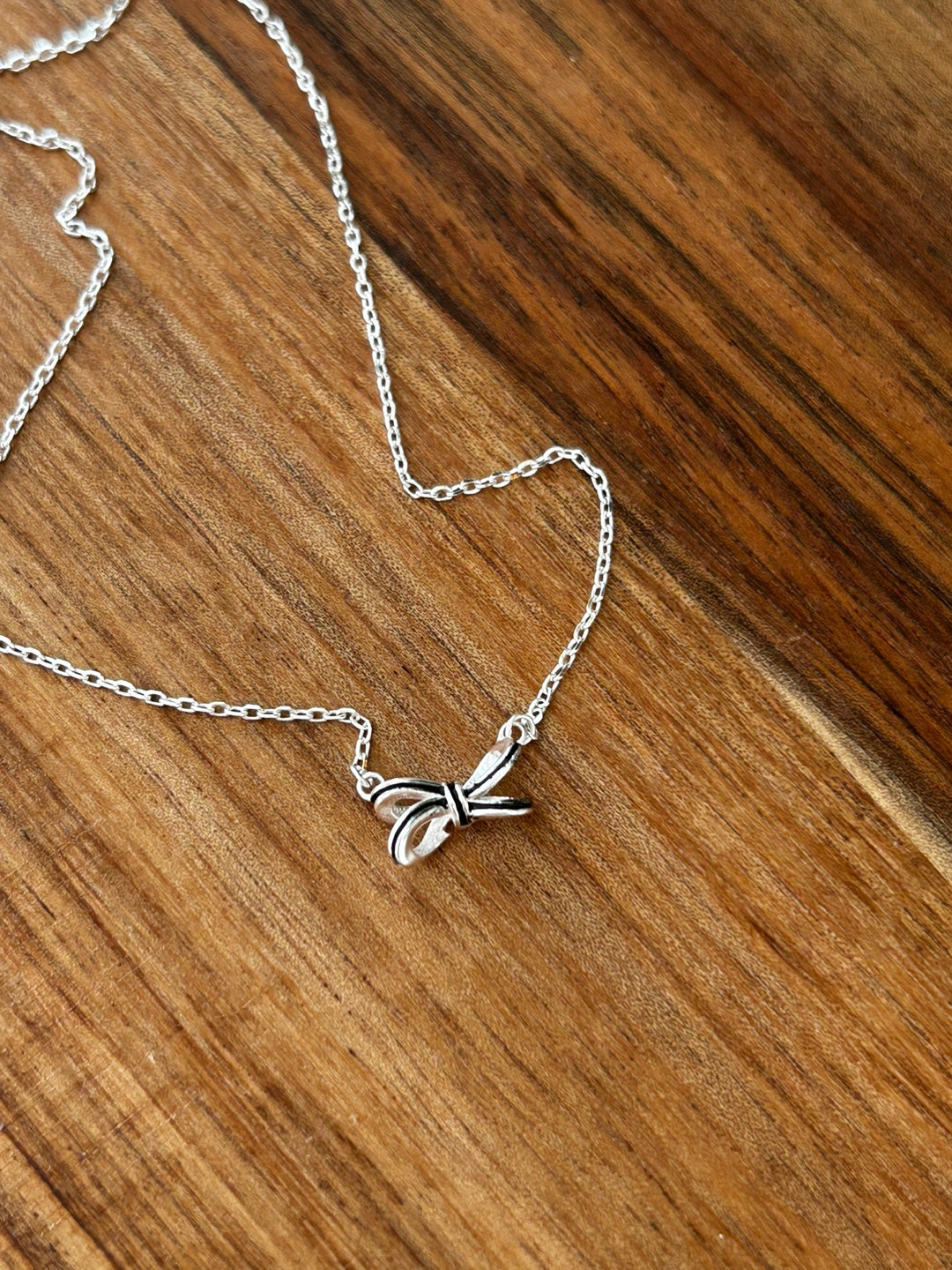 Noir Enamel Ribbon Necklace