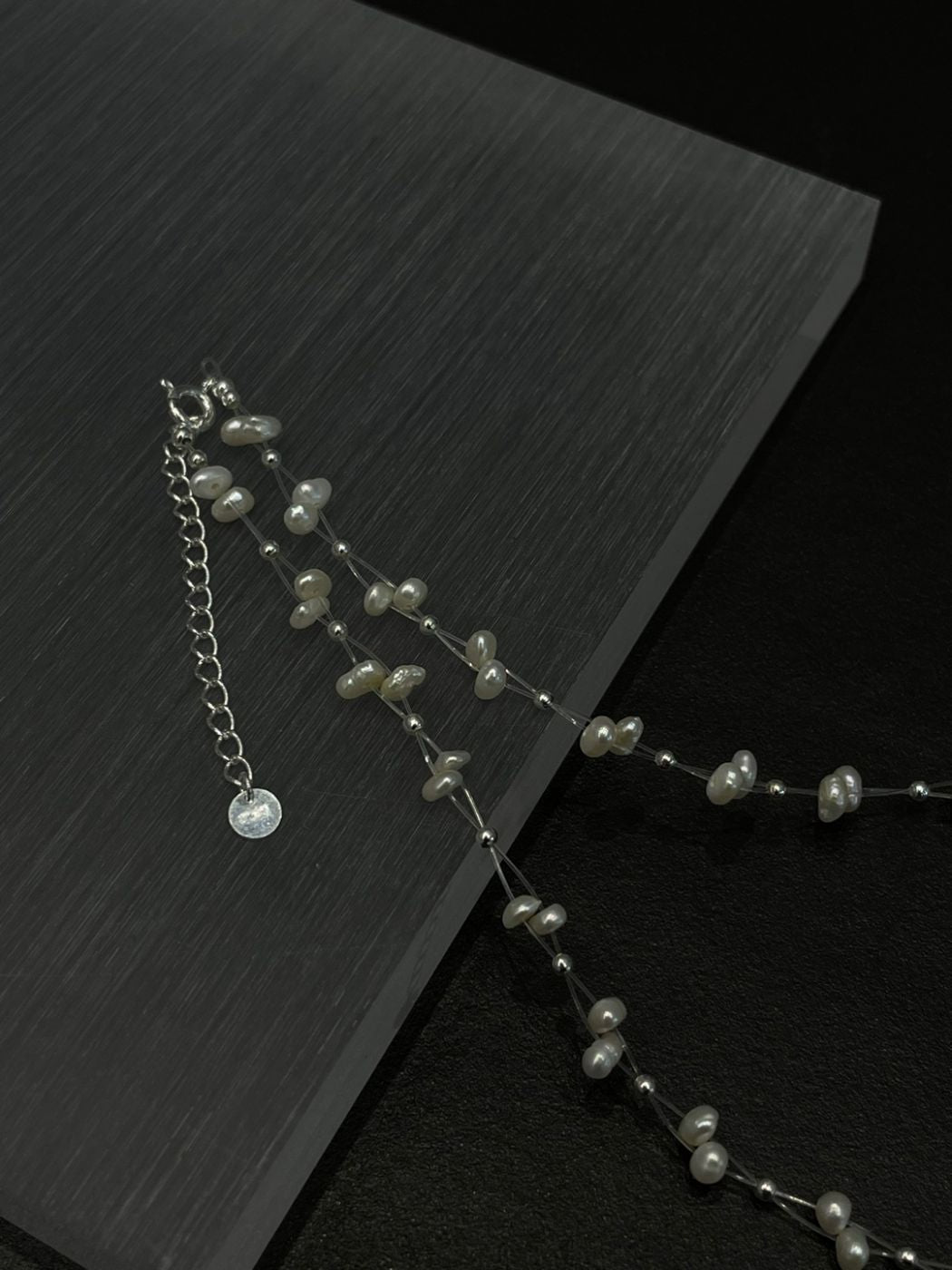 Swarovski Pearl & Silver Bead Line Necklace