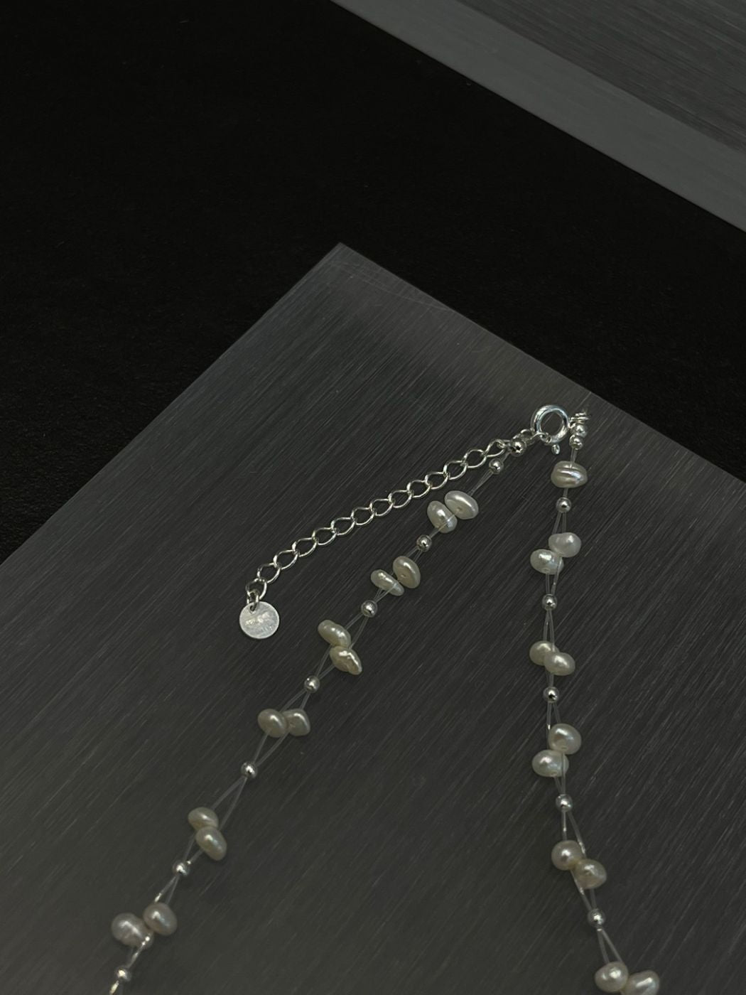 Swarovski Pearl & Silver Bead Line Necklace