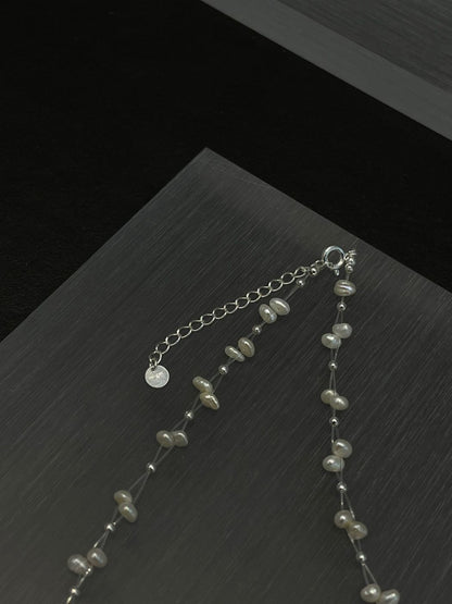 Swarovski Pearl & Silver Bead Line Necklace