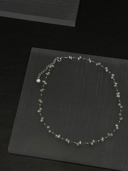 Swarovski Pearl & Silver Bead Line Necklace