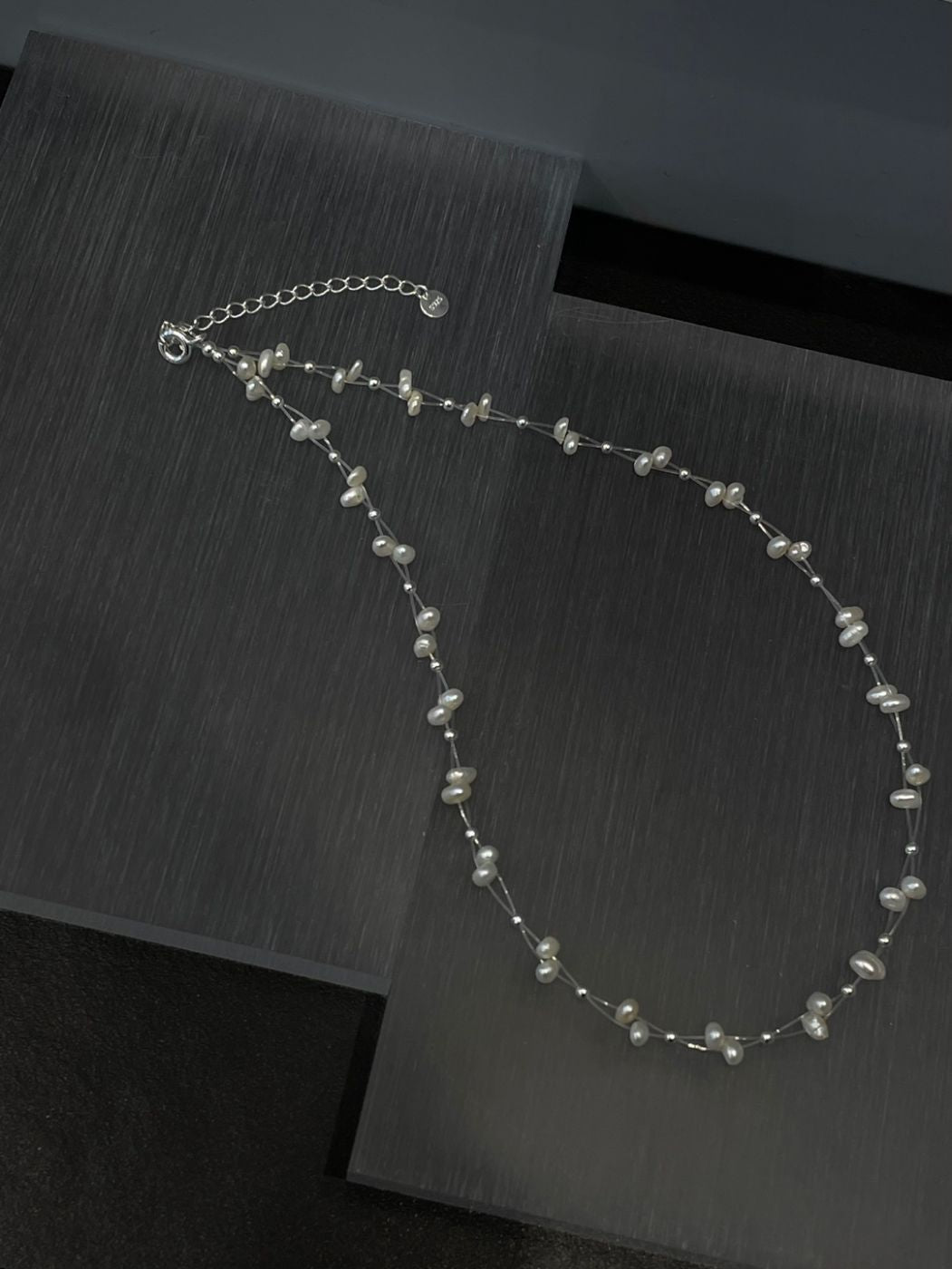 Swarovski Pearl & Silver Bead Line Necklace