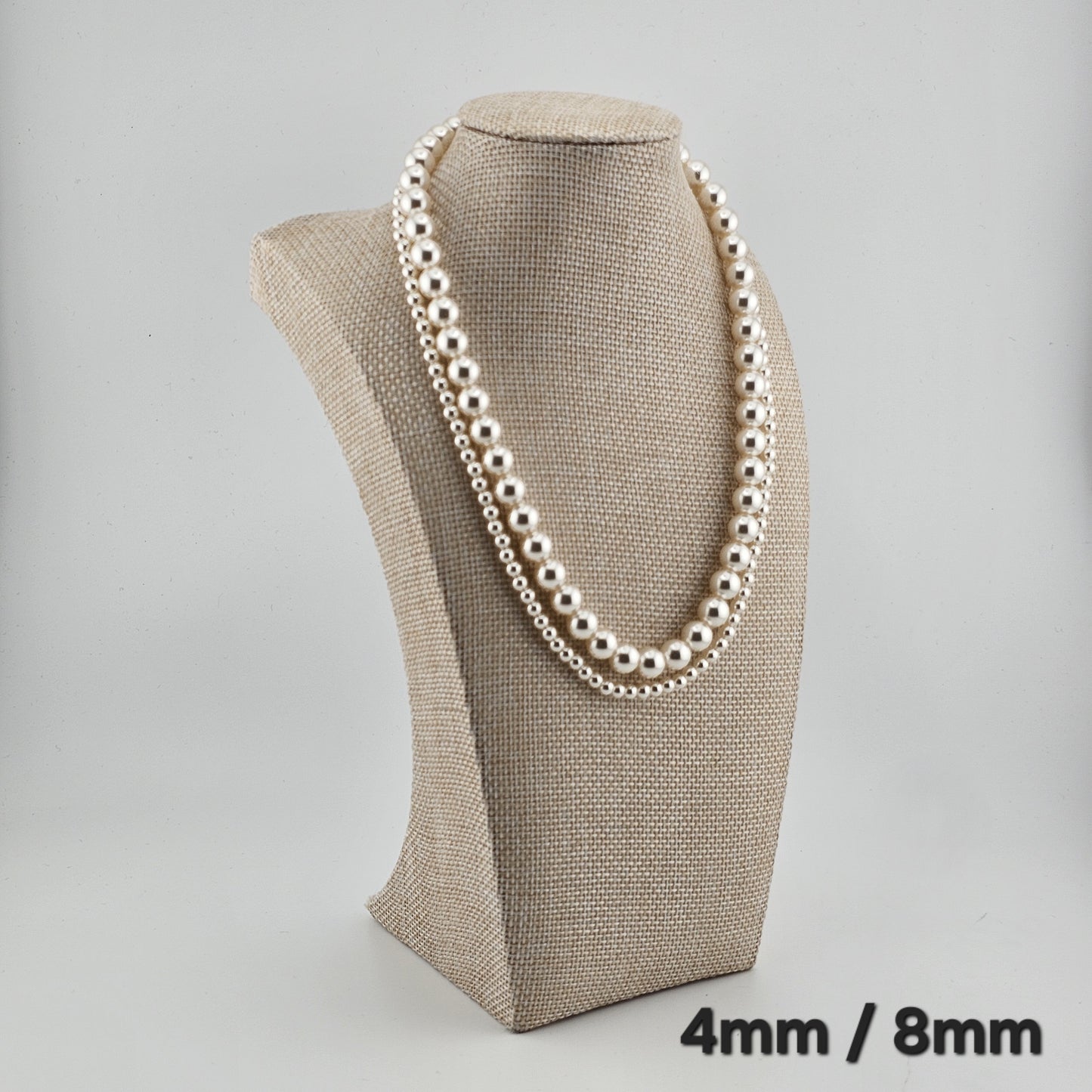 Sterling Silver Pearl Necklace (4mm / 6mm / 8mm) – Elegant Minimal Jewelry
