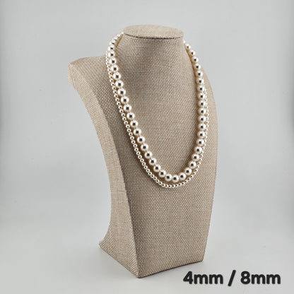 Sterling Silver Pearl Necklace (4mm / 6mm / 8mm) – Elegant Minimal Jewelry