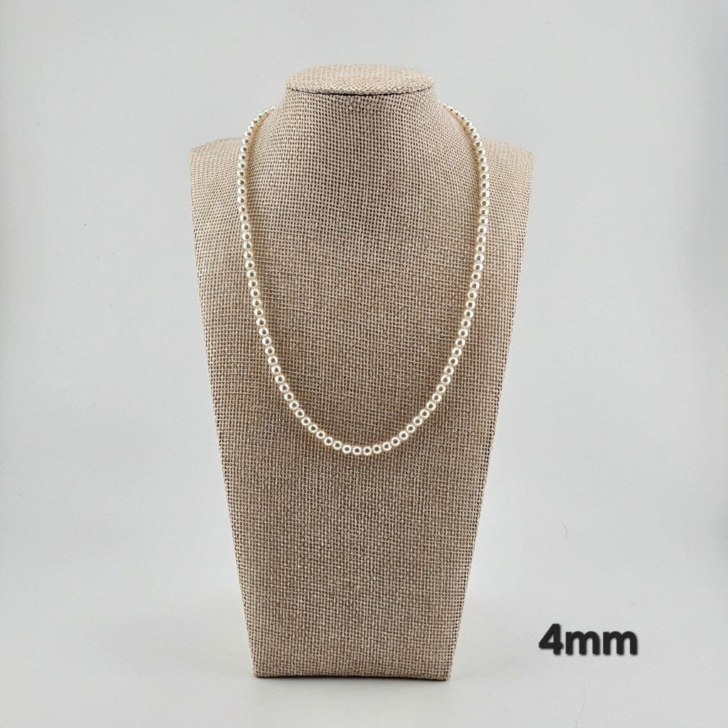 Sterling Silver Pearl Necklace (4mm / 6mm / 8mm) – Elegant Minimal Jewelry