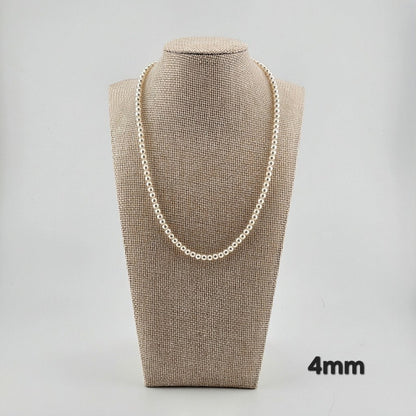 Sterling Silver Pearl Necklace (4mm / 6mm / 8mm) – Elegant Minimal Jewelry