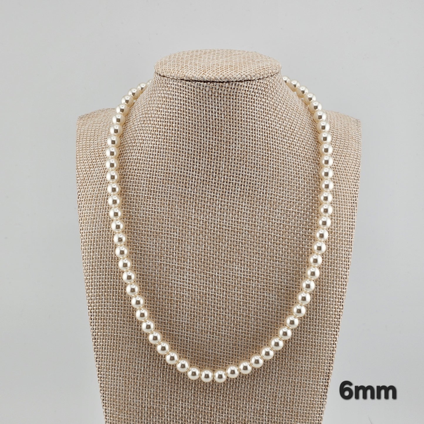 Sterling Silver Pearl Necklace (4mm / 6mm / 8mm) – Elegant Minimal Jewelry