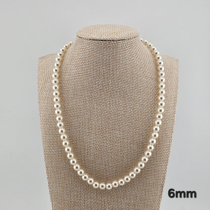 Sterling Silver Pearl Necklace (4mm / 6mm / 8mm) – Elegant Minimal Jewelry
