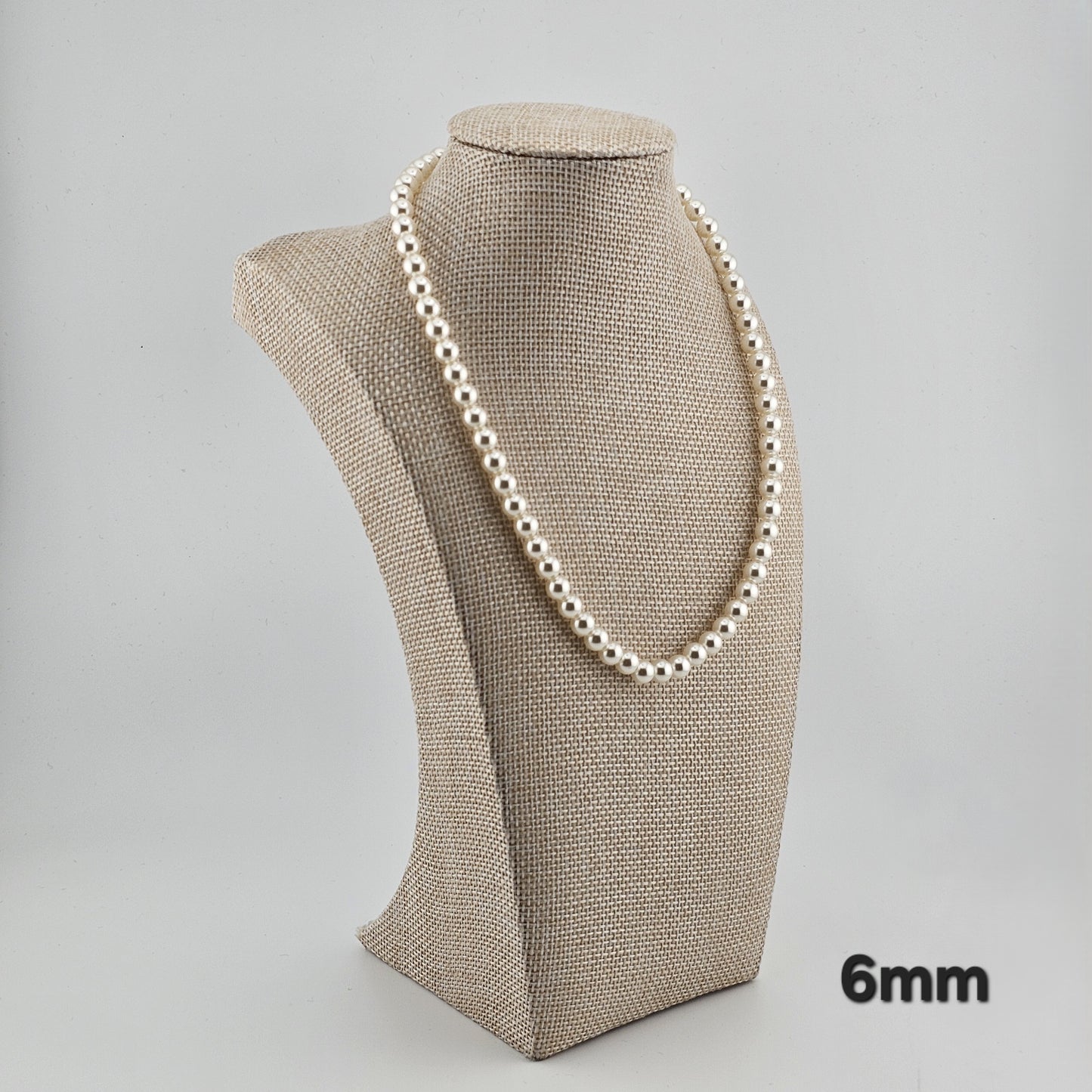 Sterling Silver Pearl Necklace (4mm / 6mm / 8mm) – Elegant Minimal Jewelry