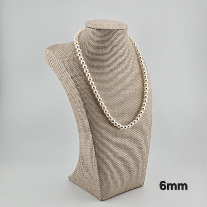 Sterling Silver Pearl Necklace (4mm / 6mm / 8mm) – Elegant Minimal Jewelry