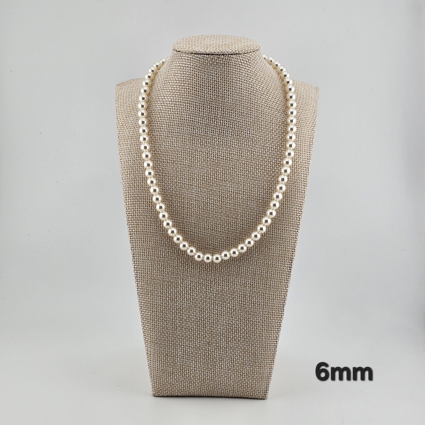 Sterling Silver Pearl Necklace (4mm / 6mm / 8mm) – Elegant Minimal Jewelry