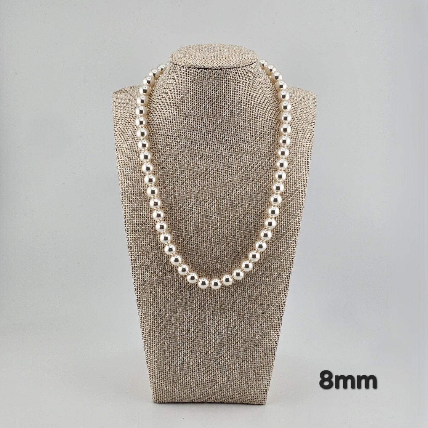 Sterling Silver Pearl Necklace (4mm / 6mm / 8mm) – Elegant Minimal Jewelry
