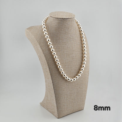 Sterling Silver Pearl Necklace (4mm / 6mm / 8mm) – Elegant Minimal Jewelry