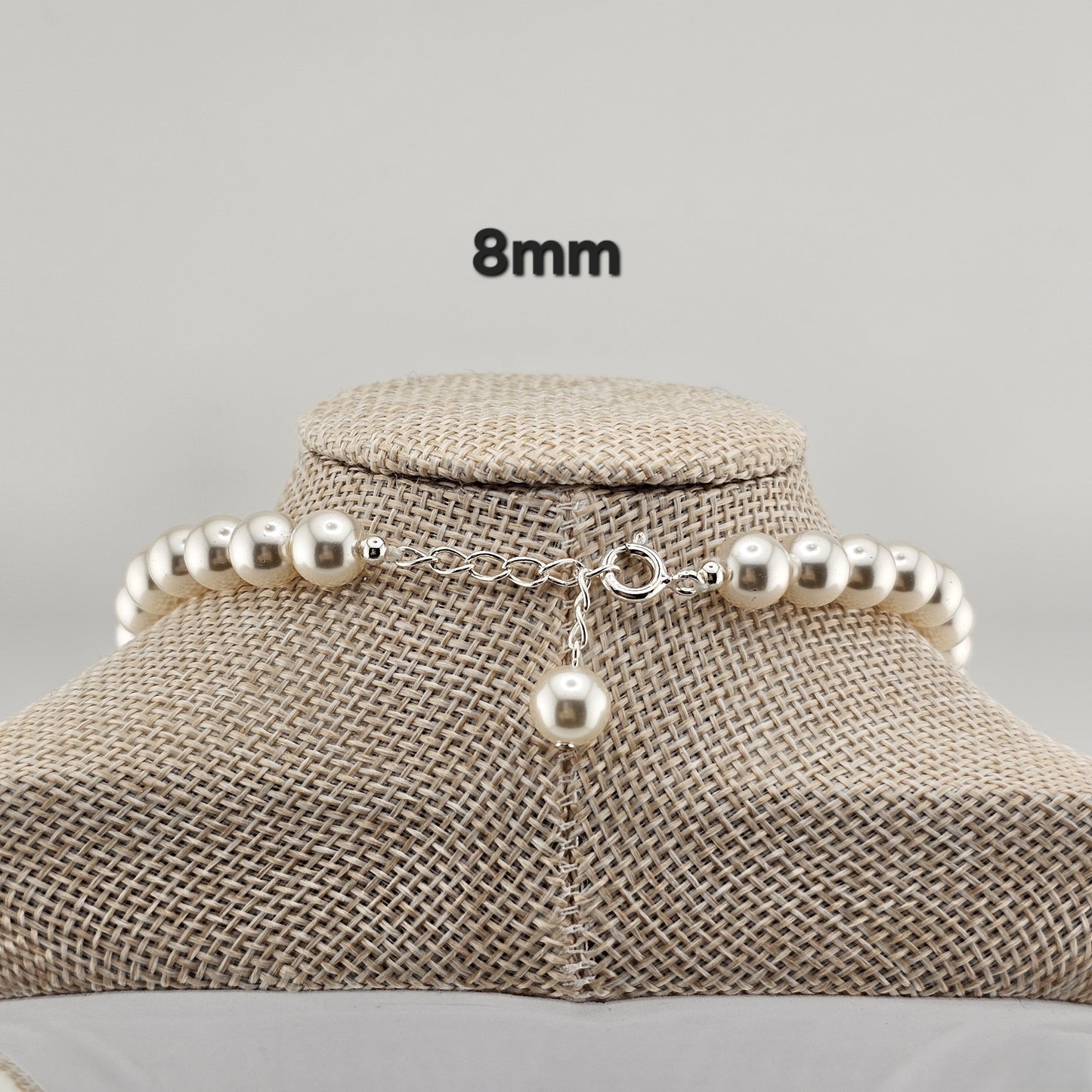 Sterling Silver Pearl Necklace (4mm / 6mm / 8mm) – Elegant Minimal Jewelry