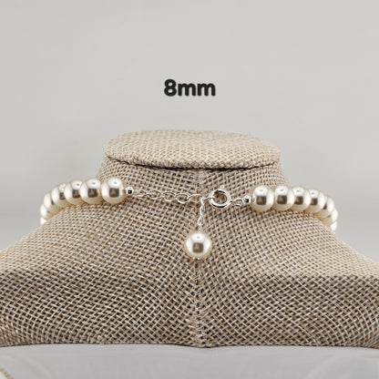 Sterling Silver Pearl Necklace (4mm / 6mm / 8mm) – Elegant Minimal Jewelry