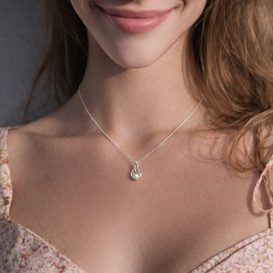 Silver Sculptural Pearl Loop Necklace