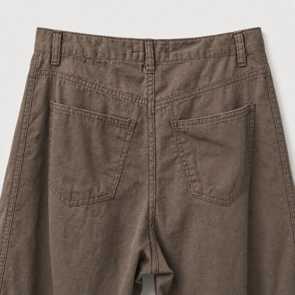Blanc Soft Cotton Wide-Leg Pants with Center Seam