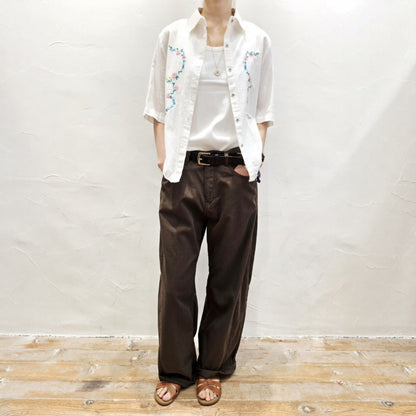 Blanc Soft Cotton Wide-Leg Pants with Center Seam