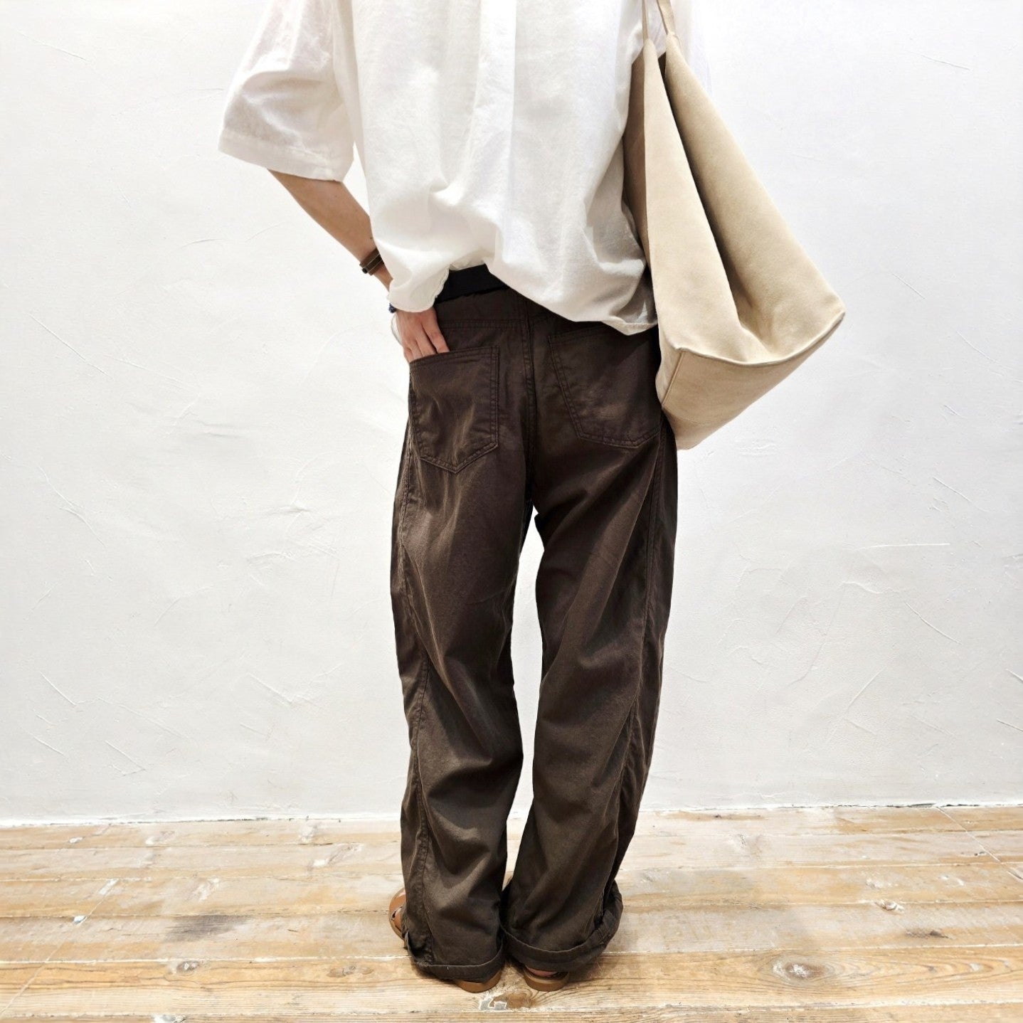 Blanc Soft Cotton Wide-Leg Pants with Center Seam