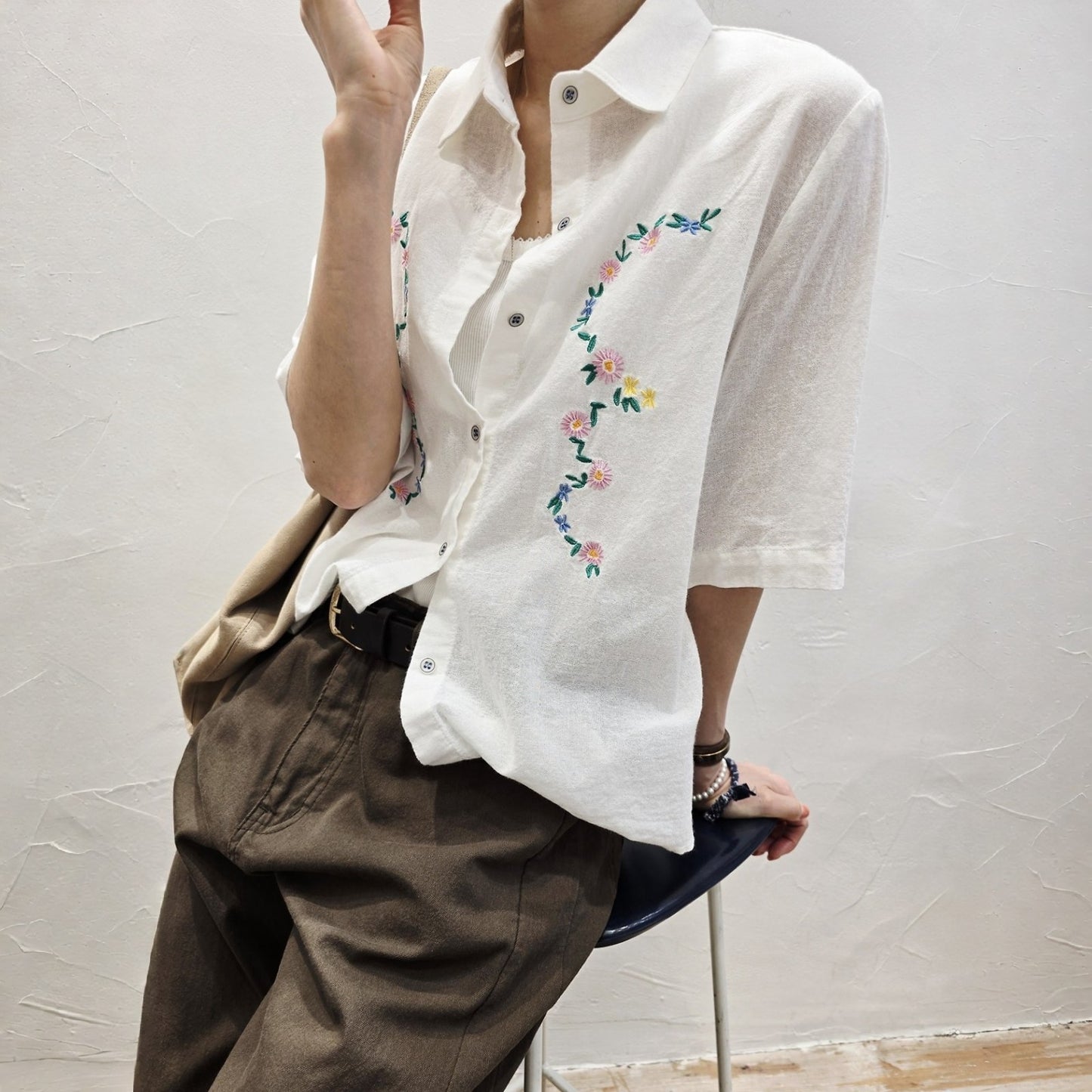 Blanc Soft Cotton Wide-Leg Pants with Center Seam
