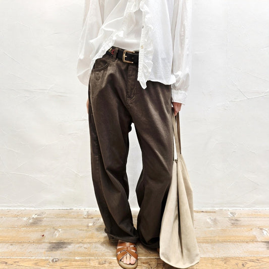Blanc Soft Cotton Wide-Leg Pants with Center Seam