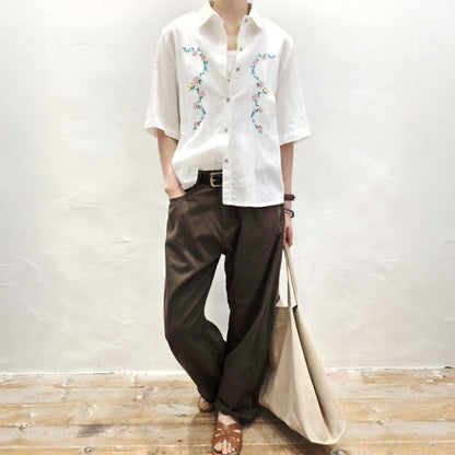 Blanc Soft Cotton Wide-Leg Pants with Center Seam