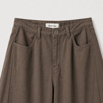 Blanc Soft Cotton Wide-Leg Pants with Center Seam