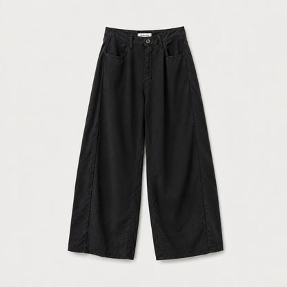 Blanc Soft Cotton Wide-Leg Pants with Center Seam