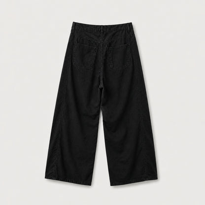 Blanc Soft Cotton Wide-Leg Pants with Center Seam