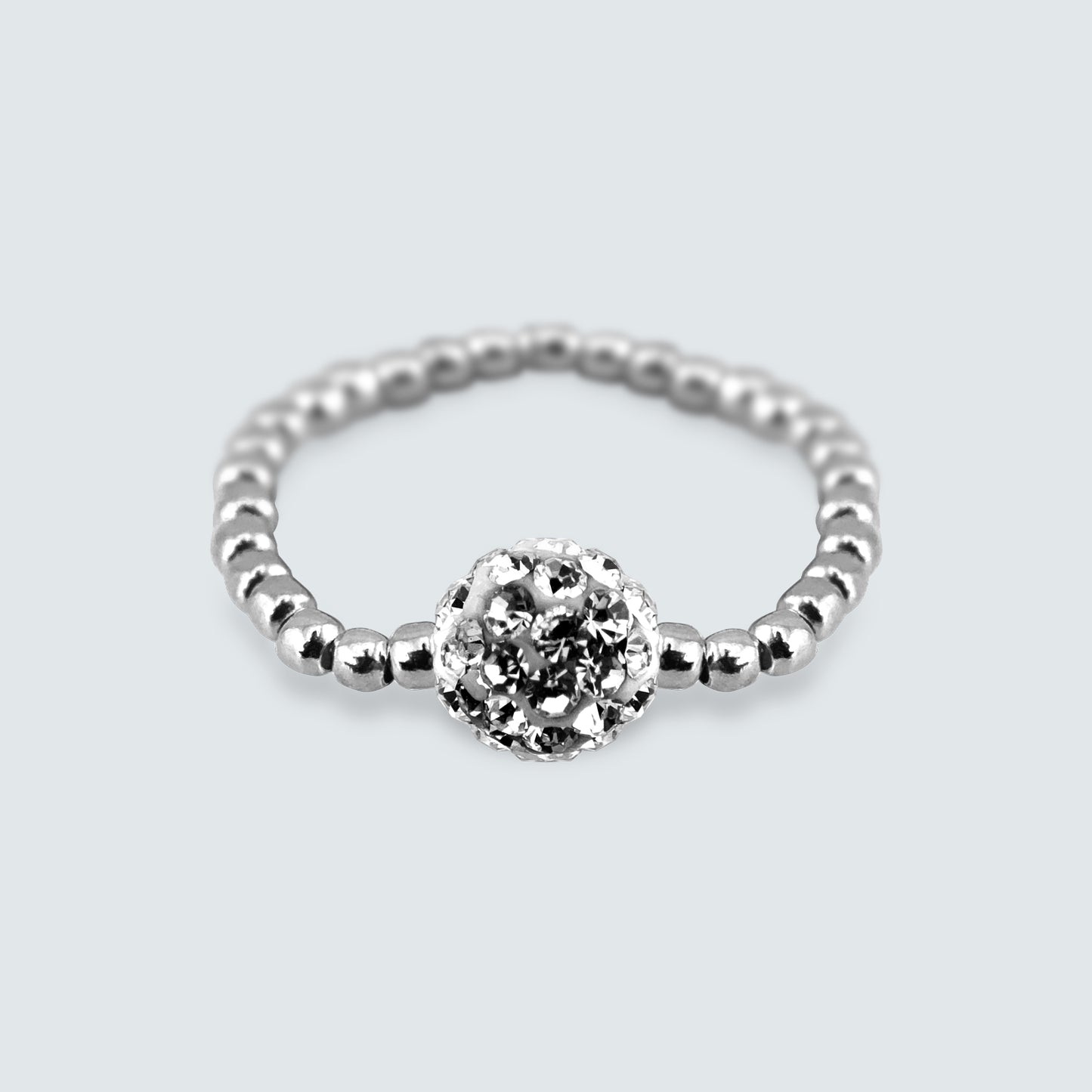 Trendy Elastic Beaded Sparkle Ball Ring