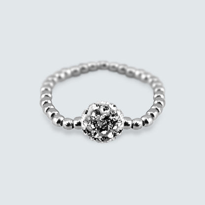 Trendy Elastic Beaded Sparkle Ball Ring