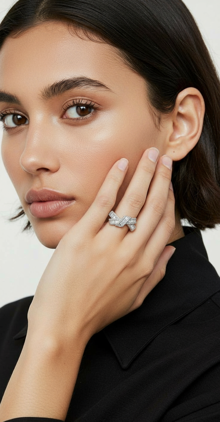 Serenity Crisscross Baguette Ring
