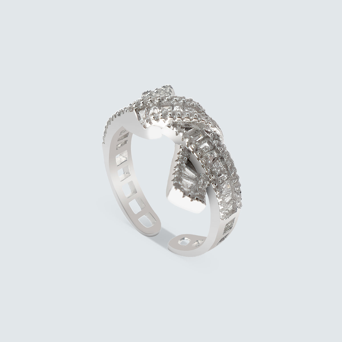 Serenity Crisscross Baguette Ring