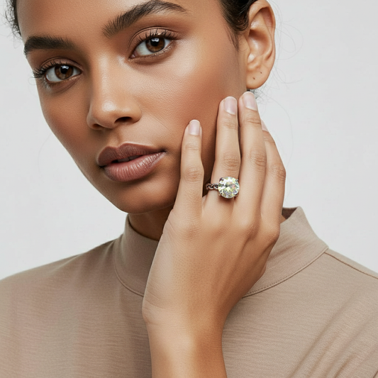 Serenity Braided Crystal Dome Ring – Silver