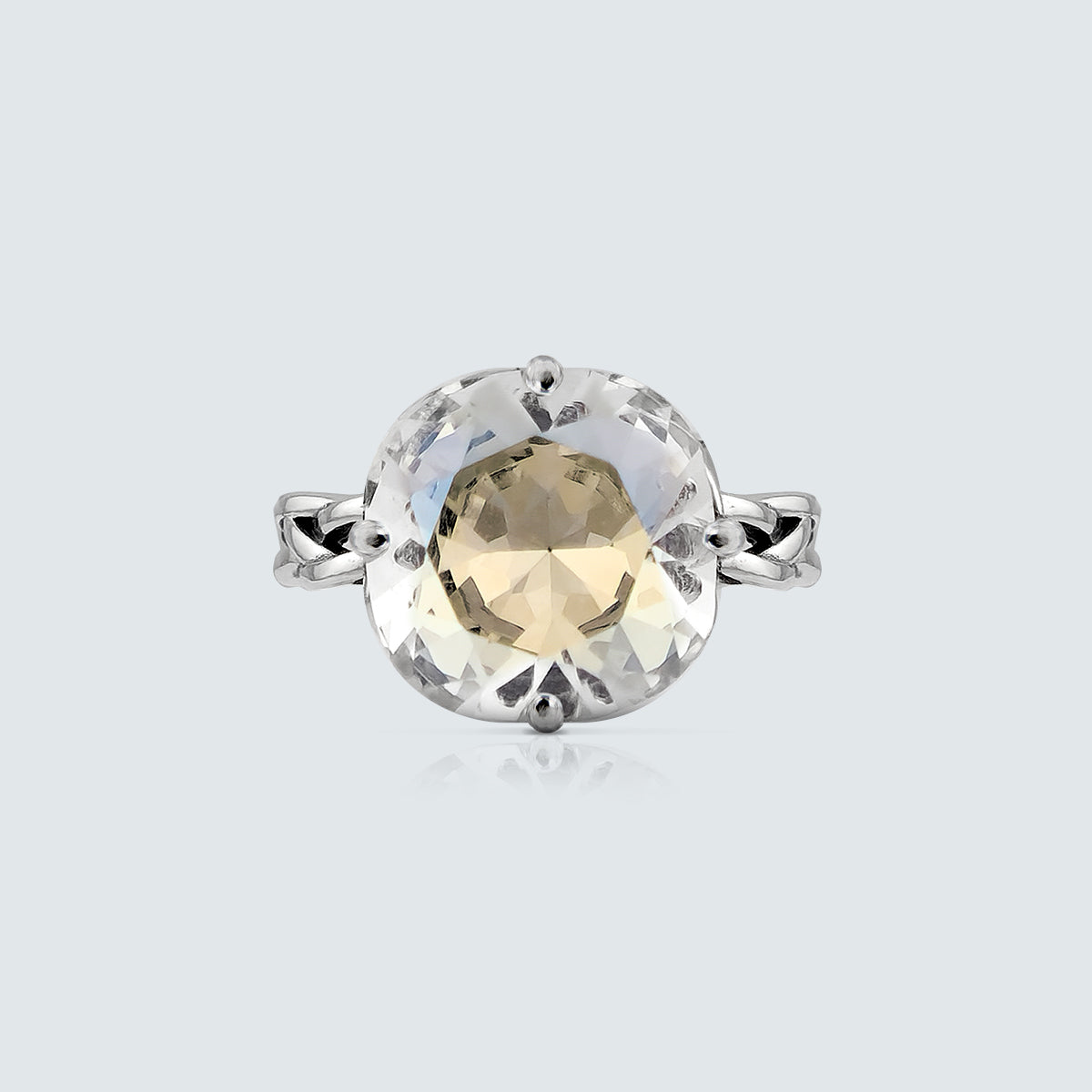 Serenity Braided Crystal Dome Ring – Silver