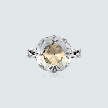 Serenity Braided Crystal Dome Ring – Silver