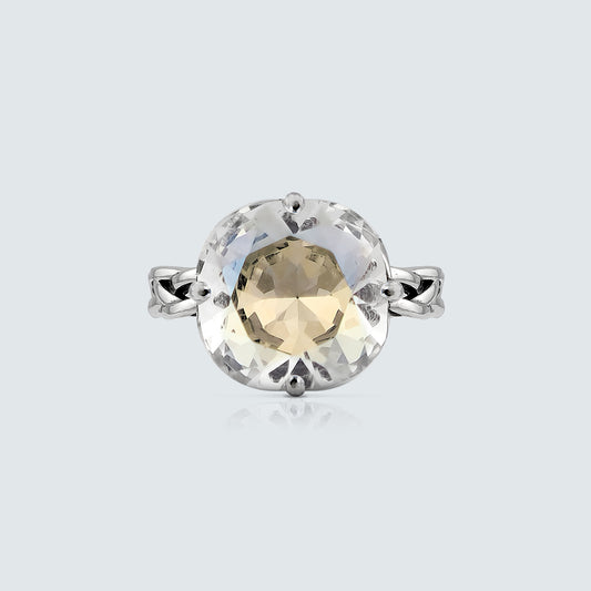 Serenity Braided Crystal Dome Ring – Silver