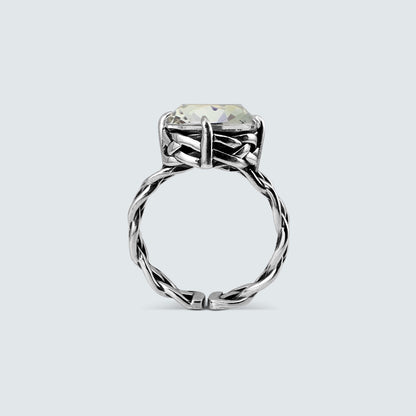 Serenity Braided Crystal Dome Ring – Silver