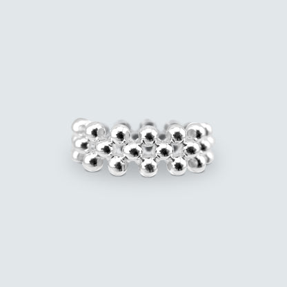 Serenity Stacked Silver Sphere Ring – Elastic One Size