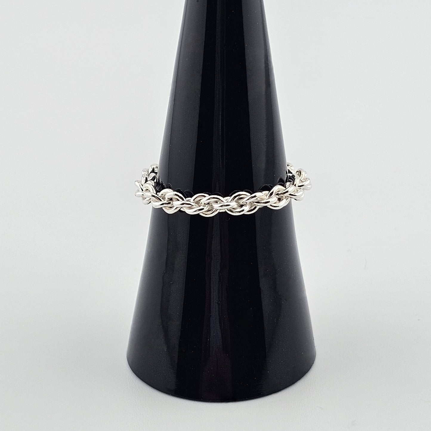 Fluid Twisted Chain Ring in Silver