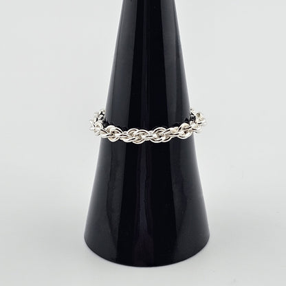 Fluid Twisted Chain Ring in Silver