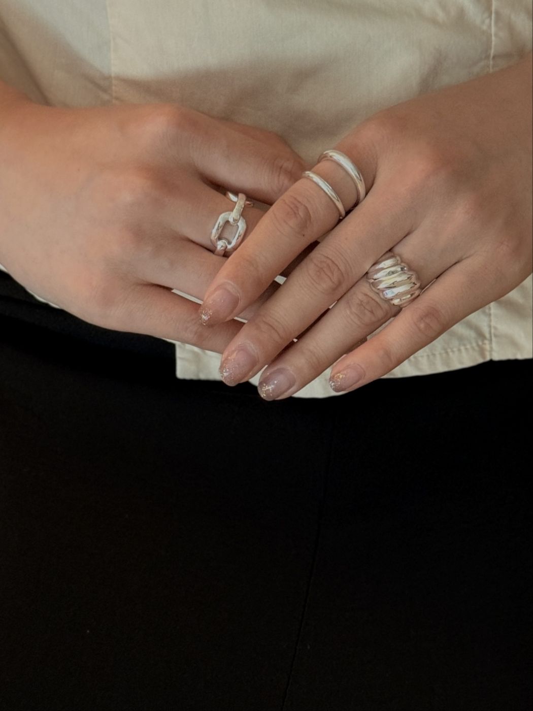 Fluid Link Silver Ring