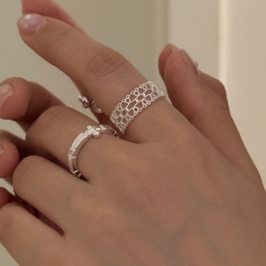 Cross Edge Silver Ring
