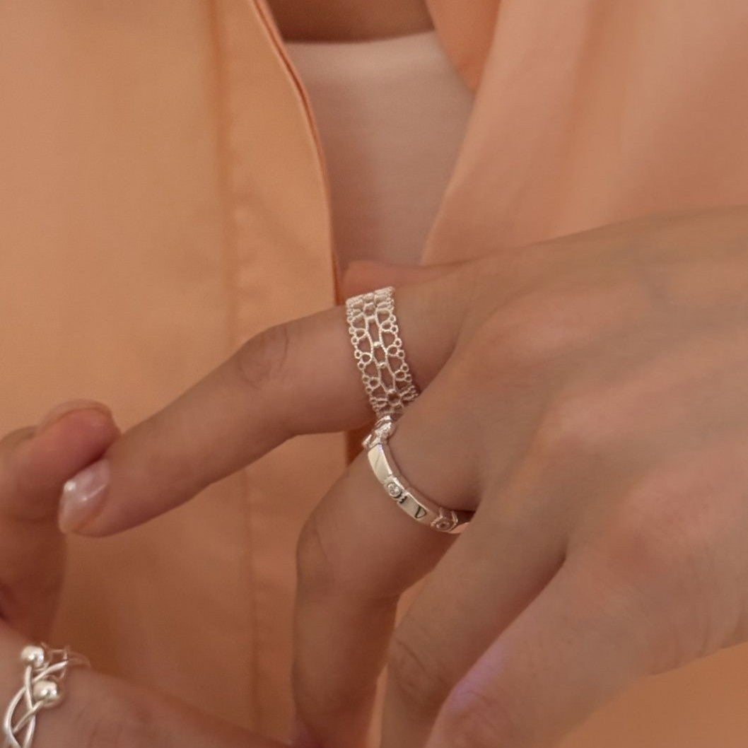Cross Edge Silver Ring