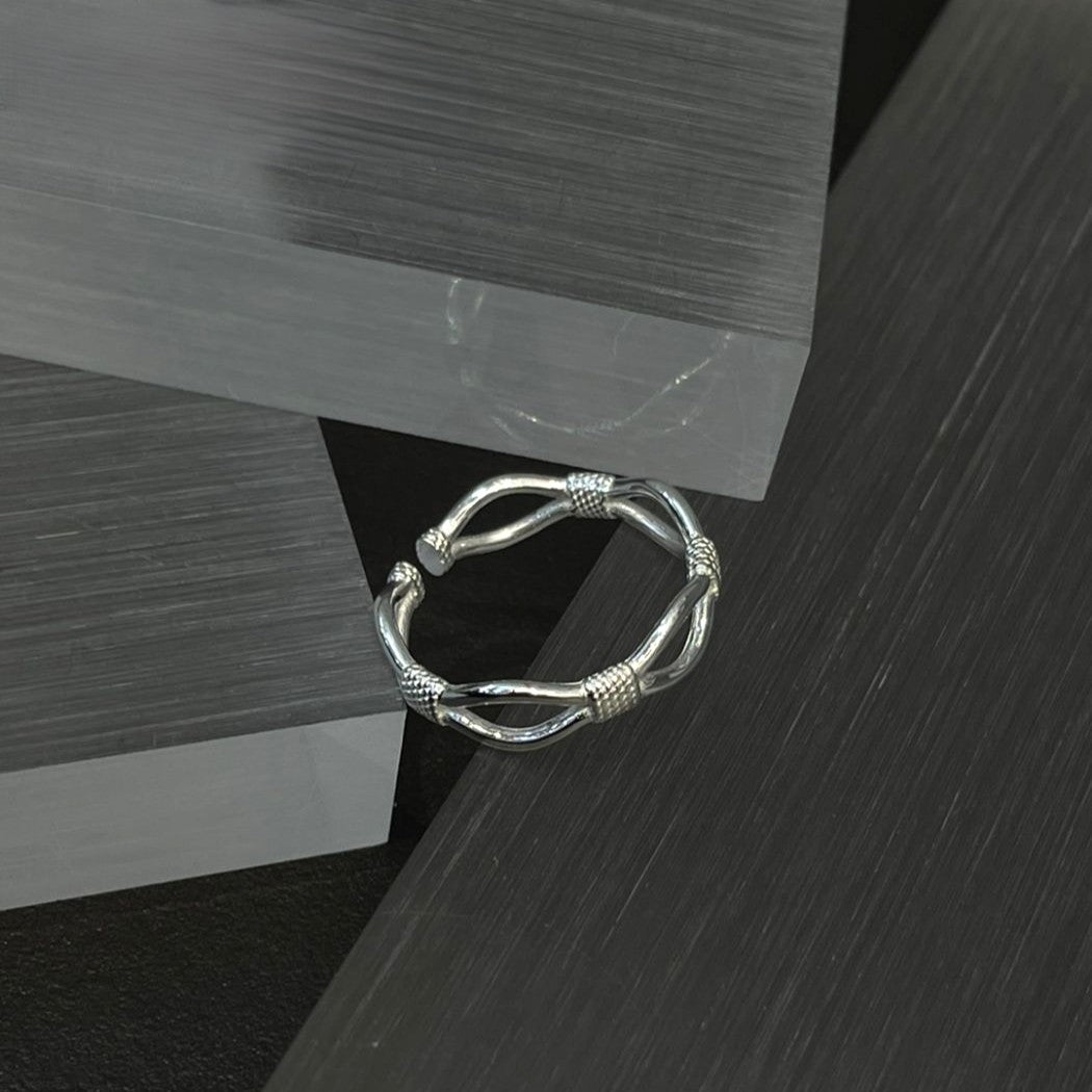 Braided Link Silver Ring