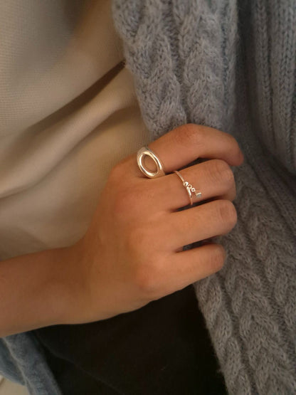 Open Curve Sculptural Silver Ring
