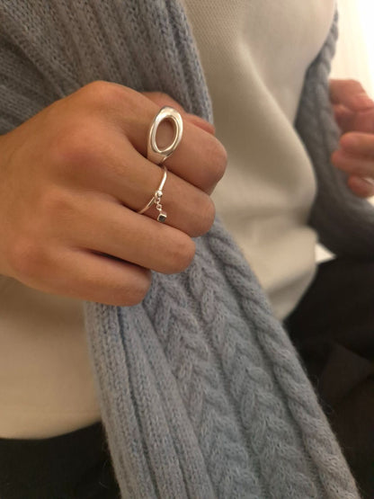 Open Curve Sculptural Silver Ring