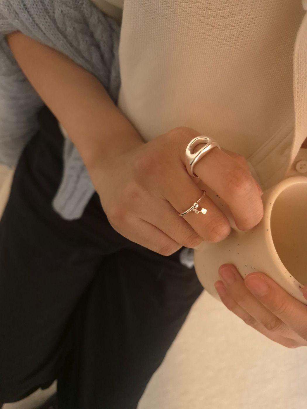 Open Curve Sculptural Silver Ring