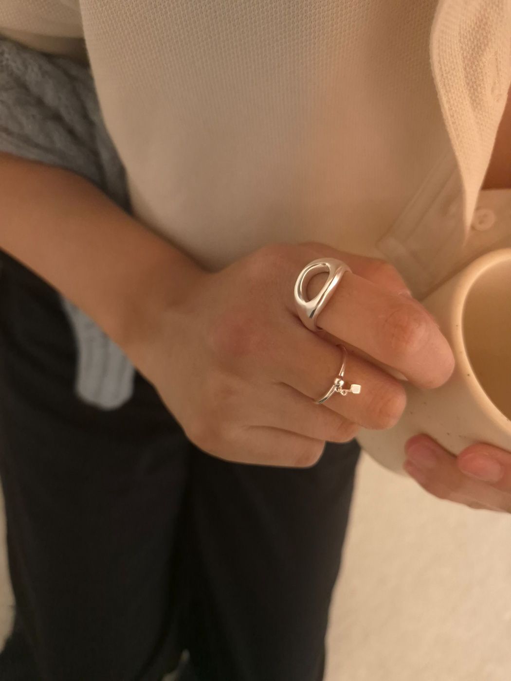 Open Curve Sculptural Silver Ring