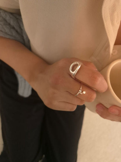 Open Curve Sculptural Silver Ring